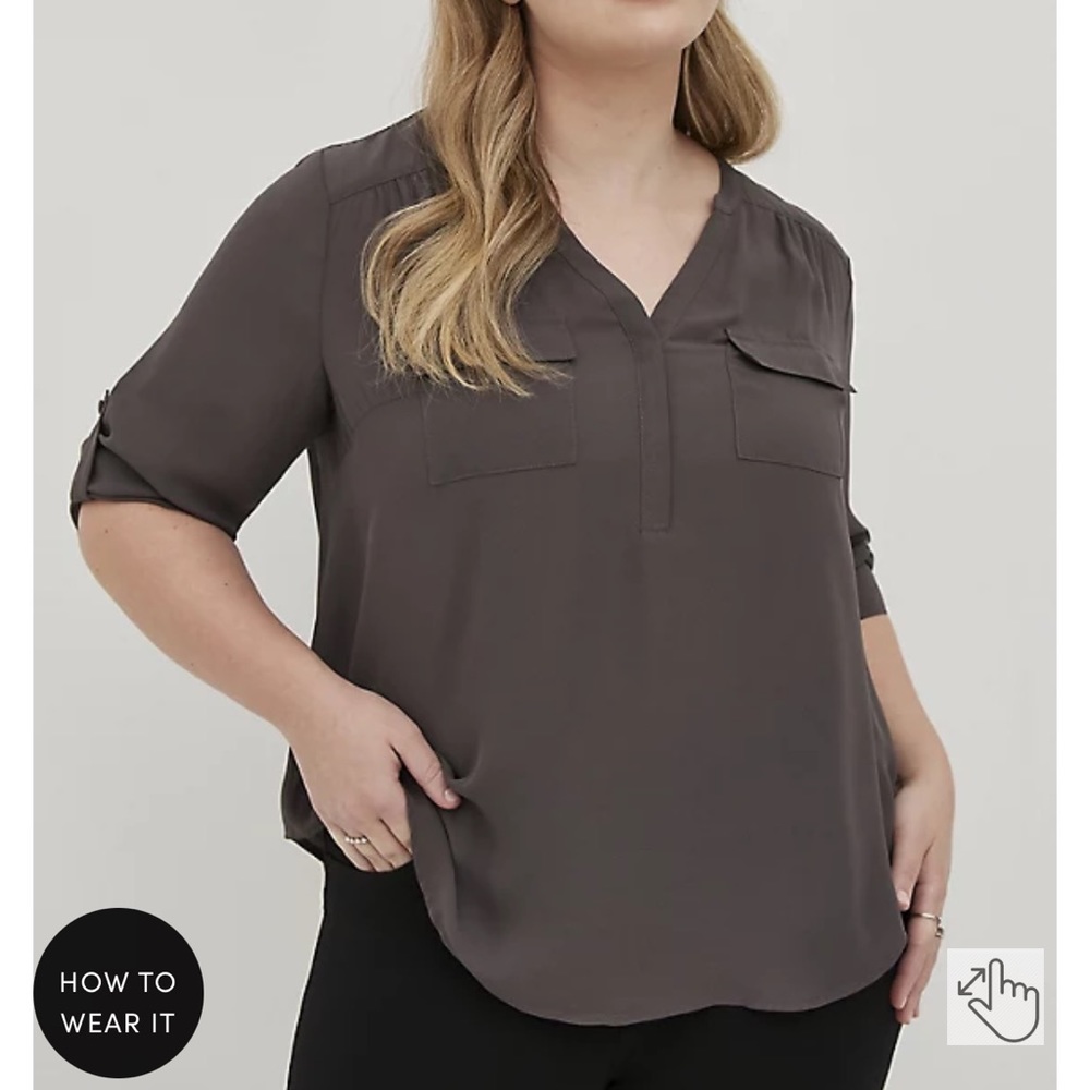 Torrid georgette dark grey blouse